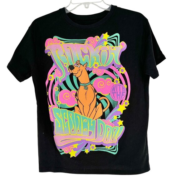 Scooby-Doo Graphic T-Shirt Small Black Multicolor Graphic Poly Cotton Blend - Picture 1 of 5